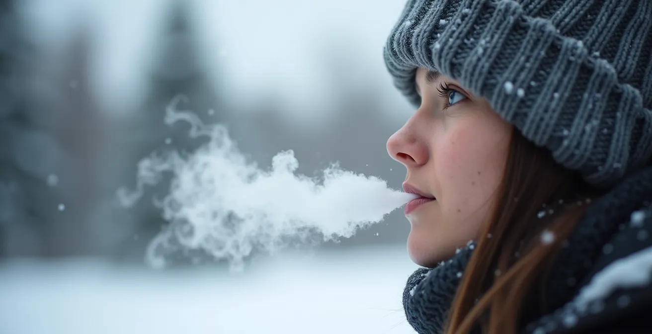 Vapeur dense se formant dans l'air froid hivernal canadien