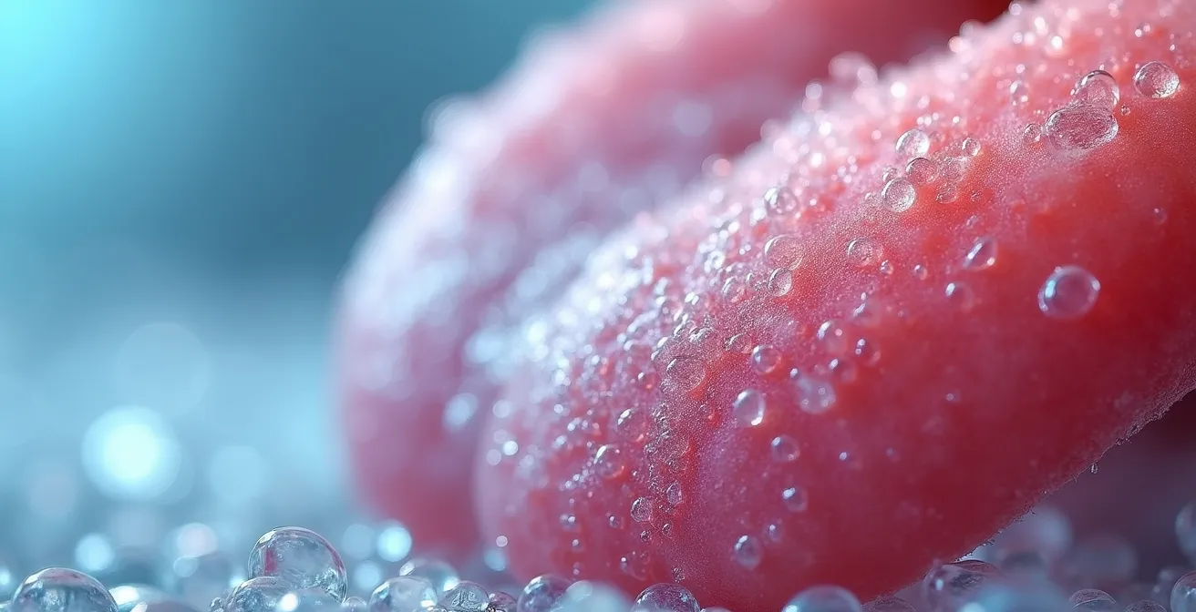 Macro photographie artistique de papilles gustatives en cours de régénération avec effets de cristallisation