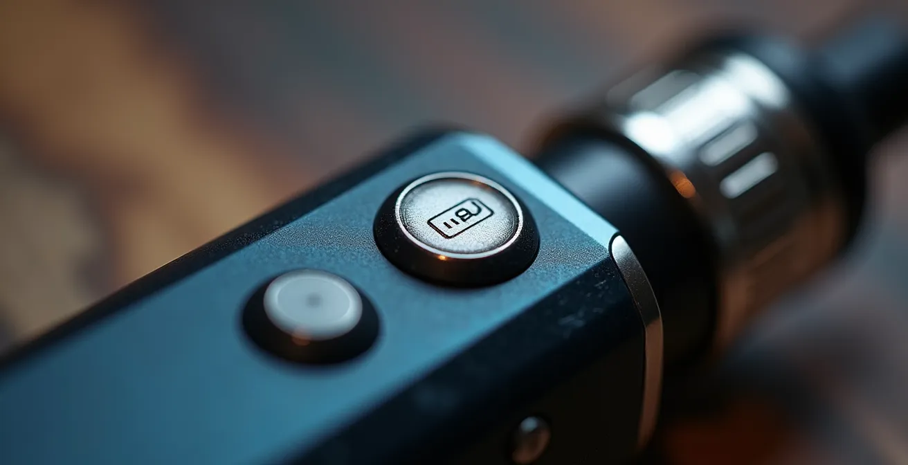 Gros plan macro sur les boutons et l'écran de verrouillage d'une box électronique montrant le symbole cadenas