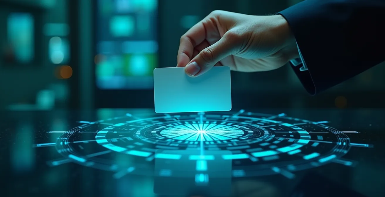 Représentation abstraite du processus de vérification d'identité numérique sécurisée